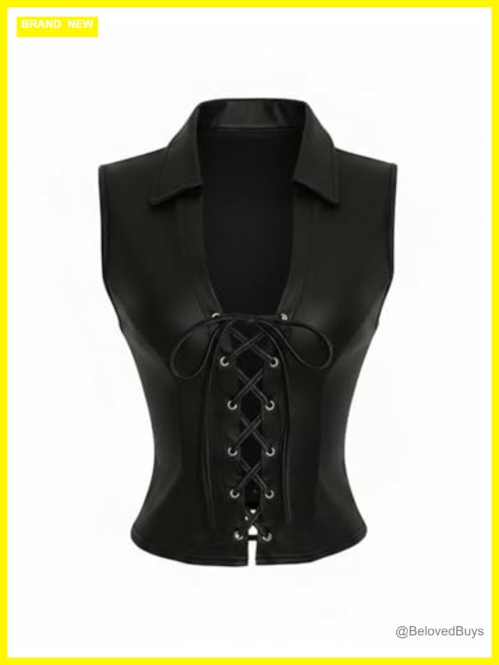 PU Leather Lace Up Crop Corset Top Rave Clubwear